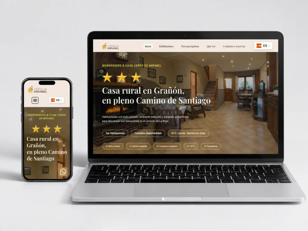 Blog de diseño gráfico, desarrollo web y marketing digital 2 Desarrollo web en La Rioja: diseño responsive de Casa Cerro de Mirabel en ordenador y móvil